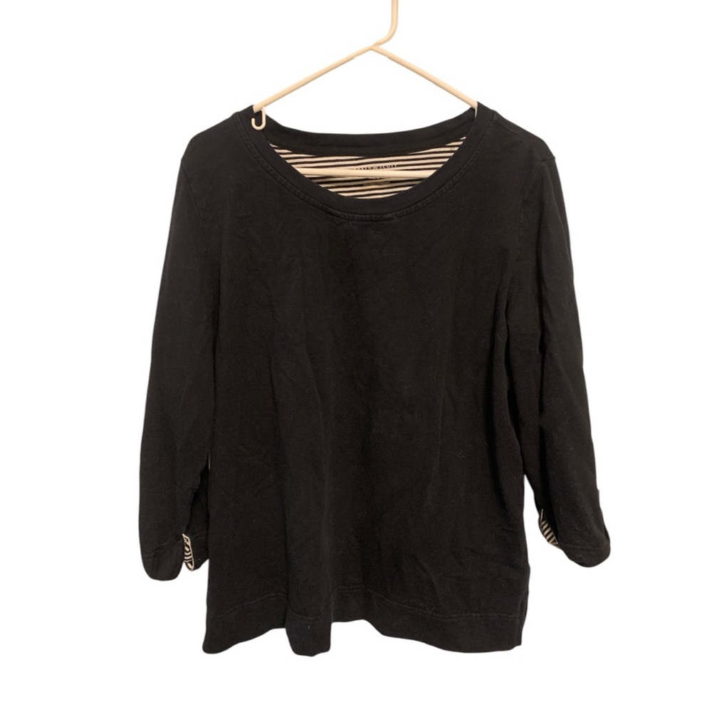 Karen Scott Basic black 3 quarter sleeve back sweater
